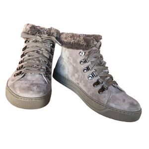 Johnston & Murphy Taupe Suede Fur Trimmed Booties size 8.5